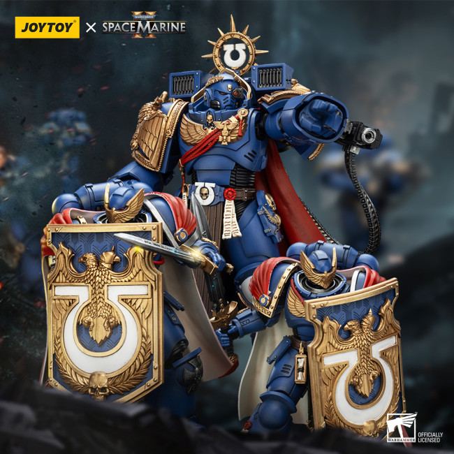 JOYTOY Warhammer 40k Space Marine 2 1: 18 Ultramarines Marneus Calgar Chapter Master with MKX Gravis Armour and Gauntlets of Ultramar and Victrix Honour Guard