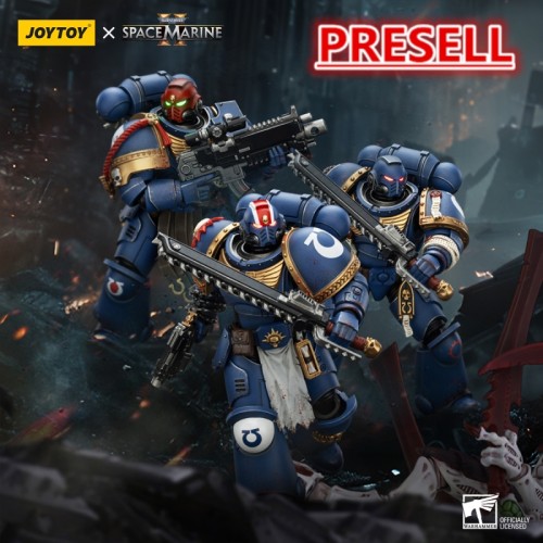 JOYTOY Warhammer 40k Collectors Edition Space Marine 2 Ultramarines  Lieutenant Titus, Sergeant Gadriel and Brother Chairon