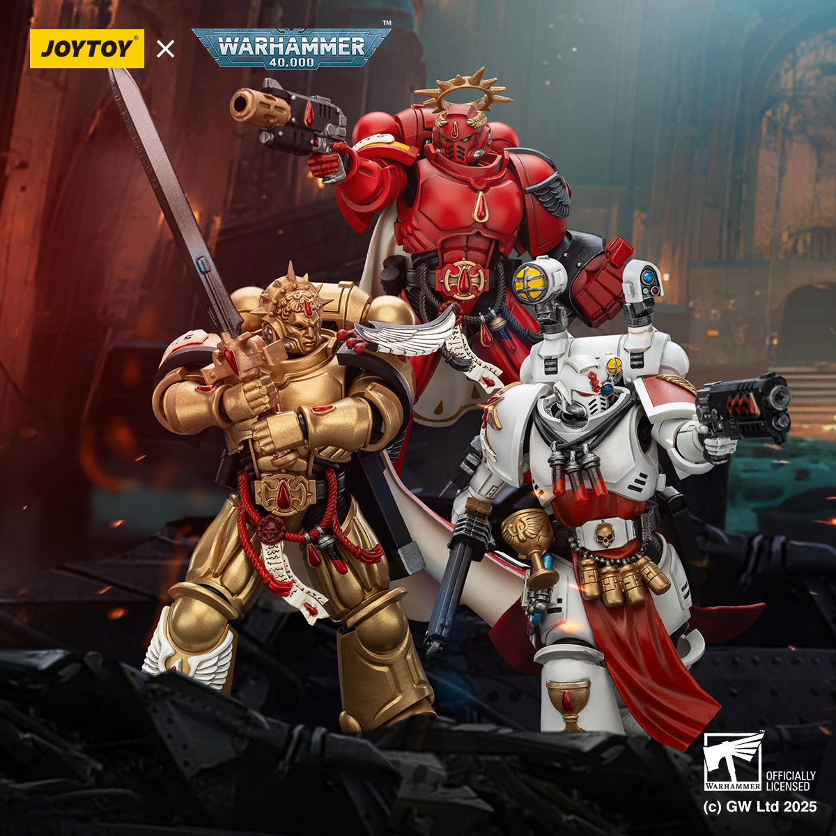 JOYTOY Warhammer 40k 1: 18 Blood Angels Captain and Sanguinary Priest