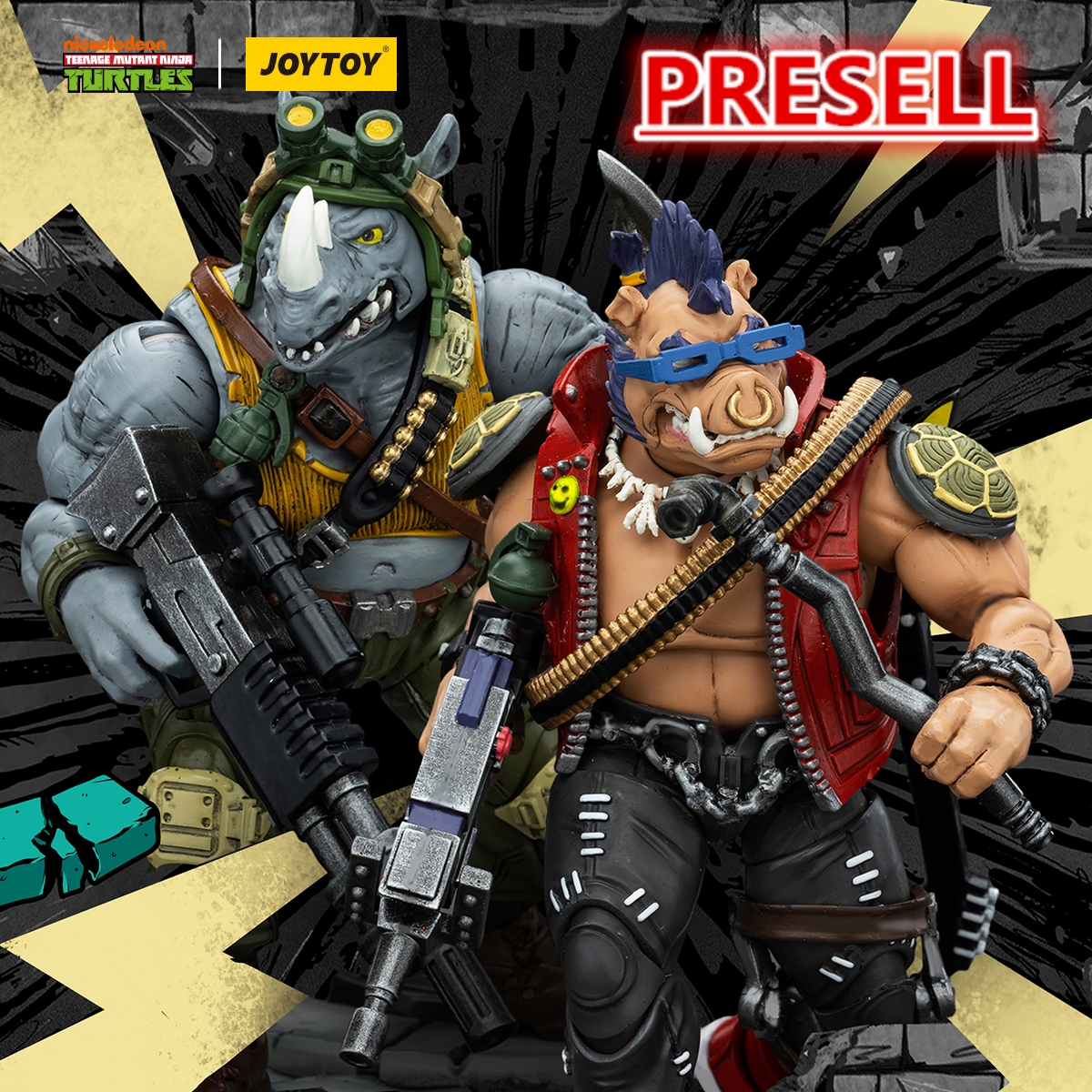 JoyToy 2体セット TMNT ビーバップ ロックステディ 新品 JOYTOY Teenage Mutant Ninja Turtles TMNT Beebop and Rocksteady