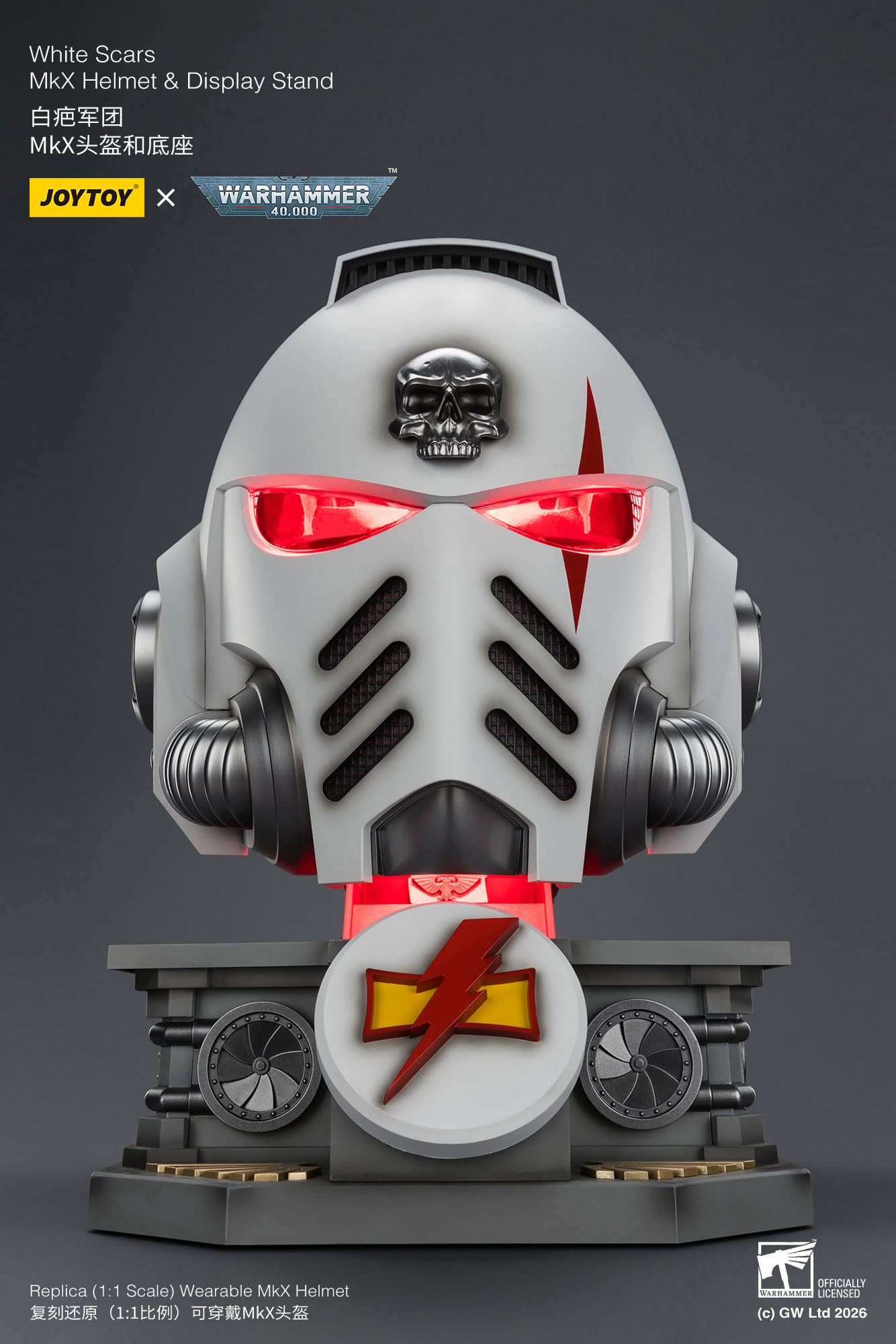 JOYTOY Warhammer 1:1 White Scars MkX Helmet& Display Stand