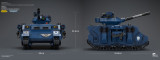 JOYTOY JT04278 Ultramarines Predator Destructor with turret-mounted autocannon and sponson-mounted heavy bolters