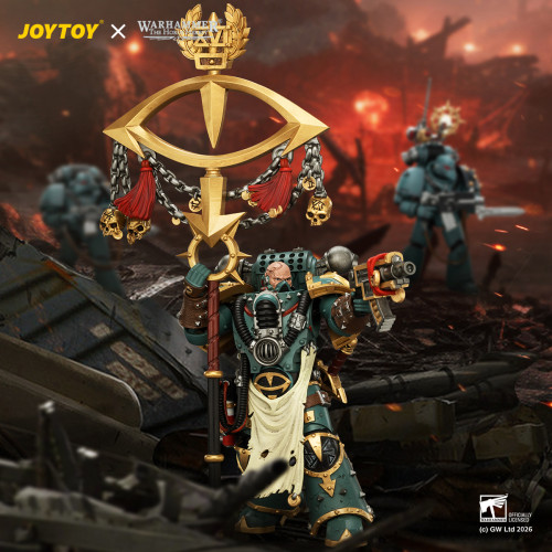 JOYTOY JT04339 Warhammer The Horus Heresy 1:18 Sons of Horus Maloghurst the Twisted the Warmaster's Equerry with Legion Standard and Banestrike Bolter
