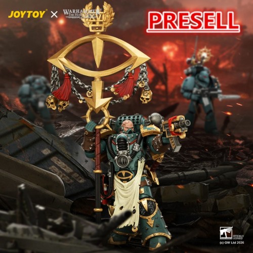 JOYTOY JT04339 Warhammer The Horus Heresy 1:18 Sons of Horus Maloghurst the Twisted the Warmaster's Equerry with Legion Standard and Banestrike Bolter