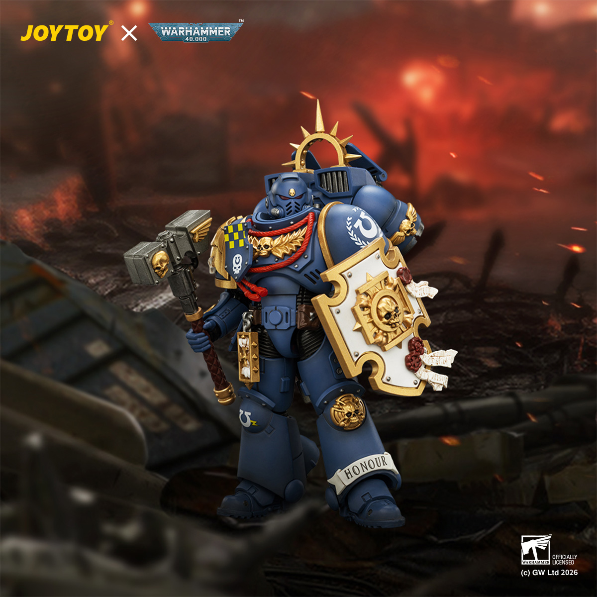 JOYTOY JT04414 Warhammer 40k 1: 18 Ultramarines Captain with Jump