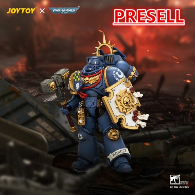 JOYTOY JT04414 Warhammer 40k 1: 18 Ultramarines Captain with Jump Pack and Relic Shield
