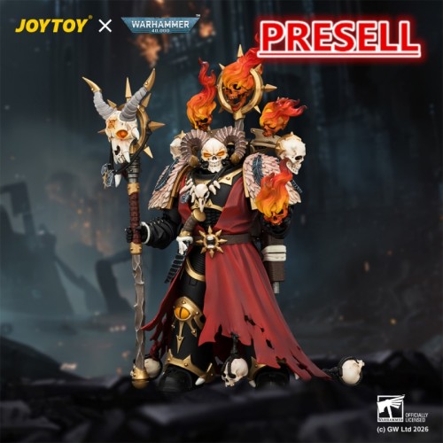 JOYTOY JT04759 Warhammer 40k 1:18 Black Legion Master of Possession with Staff of Possession and Bolt Pistol