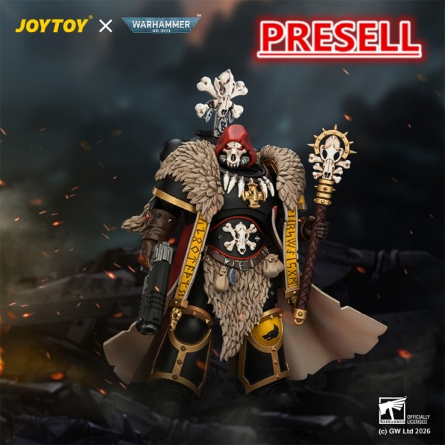 JOYTOY JT04766 Warhammer 40k 1:18 Space Wolves Wolf Priest with Absolvor Bolt Pistol and Crozius