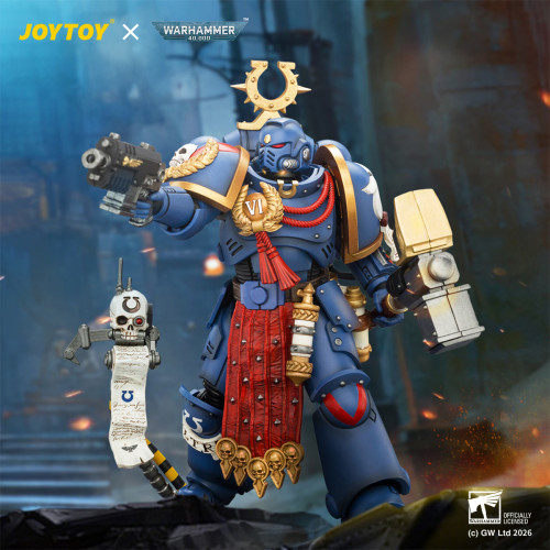 JOYTOY JT04889 Warhammer 40k 1:18 Ultramarines Ferren Areios with Thunder Hammer and Bolt Pistol