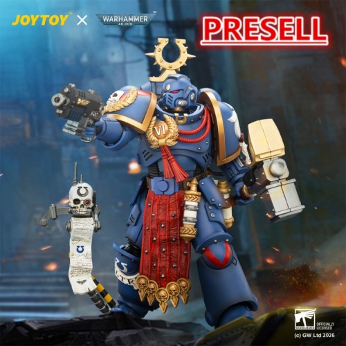 JOYTOY JT04889 Warhammer 40k 1:18 Ultramarines Ferren Areios with Thunder Hammer and Bolt Pistol
