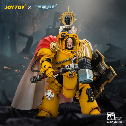 JOYTOY JT04896 Warhammer 40k 1:18 Imperial Fists Darnath Lysander with Thunder Hammer and Storm Shield