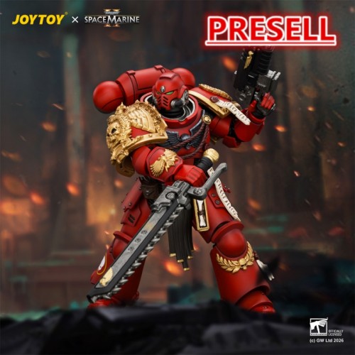 JOYTOY JT05305 Warhammer 40k Space Marine 2 1: 18 Blood Angels Veteran with Bolt Rifle, Chainsword and Bolt Pistol and Plasma Pistol