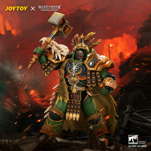 JOYTOY JT05367 Warhammer 40k 1:18 Salamanders Vulkan Primarch of the XVlllth Legion with Dawnbringer The Furnace's Heart and Dragon's Breath Gauntlet