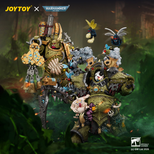 JOYTOY Warhammer 40k 1:18 Death Guard Typhus Herald of the Plague God and Plague Marine 1 with Boltgun and Icon of Despair