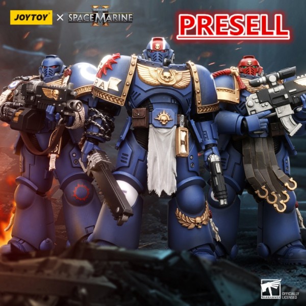 JOYTOY Warhammer 40k Space Marine 2 1: 18 Ultramarines Lieutenant Titus, Sergeant Gadriel and Brother Chairon