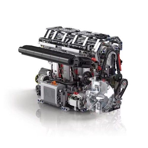 Mould King 10087 Inline 4-cylinder gasoline engine, electric motor drive