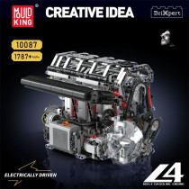 Mould King 10087 Inline 4-cylinder gasoline engine, electric motor drive