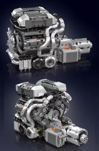 Mould King 10201 BUG Supercar W16 Engine + Transmission